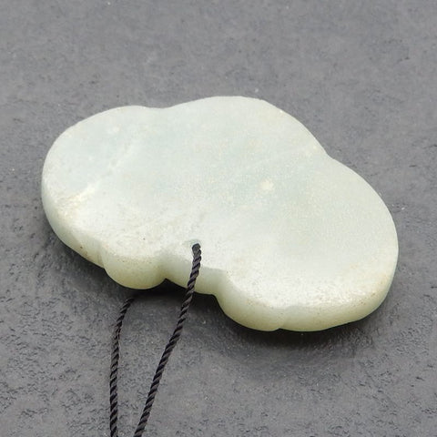 Natural Amazonite Carved "be safe"Pendant Bead 42*28*7mm, 15.4g