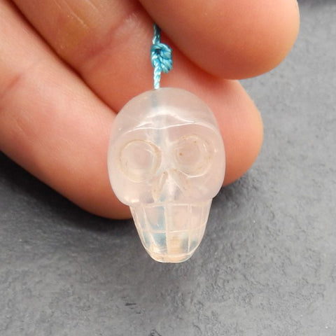 Natural Rose Quartz Carved skull Pendant Bead 21*17*14mm, 8.0g