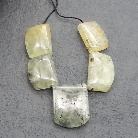 5 PCS Natural Prehnite Pendant Beads 25*20*7mm, 20*15*7mm, 32.1g