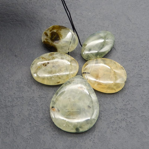 5 PCS Natural Prehnite Pendant Bead 36*29*7mm, 26*18*6mm, 47.0g