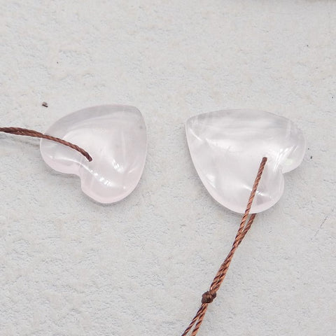 Natural Rose Quartz Earring Beads 20*19*4mm, 4.8g