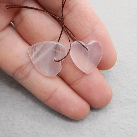 Natural Rose Quartz Earring Beads 20*19*4mm, 4.8g