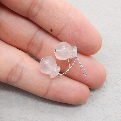 Natural Rose Quartz Earring Beads 13x10mm, 3.2g