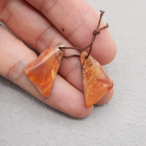 Natural Red Creek Jasper Earring Beads 30*15*3mm, 4.9g