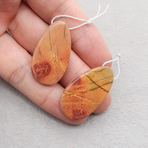 Natural Red Creek Jasper Earring Beads 35*19*5mm, 11.3g