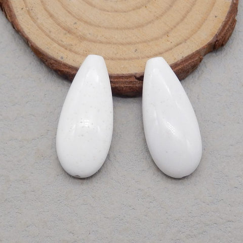 Natural White Agate Earring Beads 30*13*7mm, 7.8g