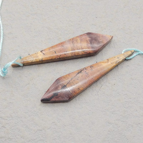 Boucles d'oreilles Red Creek Jasper Stone Pair, pierre pour la fabrication de boucles d'oreilles, 41x11x3mm, 3.3g