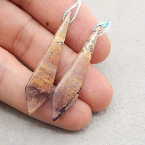 Boucles d'oreilles Red Creek Jasper Stone Pair, pierre pour la fabrication de boucles d'oreilles, 41x11x3mm, 3.3g