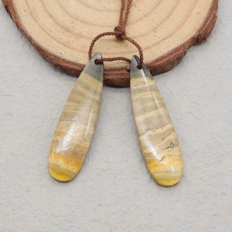 Bumble Bee Stone Teardrop Earrings 石对制作耳环，37x12x7mm，6.2g