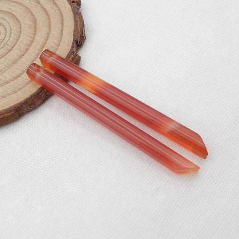 Natural Red Agate Long Earring Beads 56x4mm, 5.2g