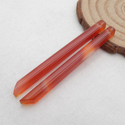 Natural Red Agate Long Earring Beads 56x4mm, 5.2g