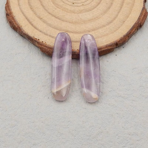 New Natural Stone Amethyst Earring Beads,Purple Stone Earrings, 30×8×4mm, 3.8g