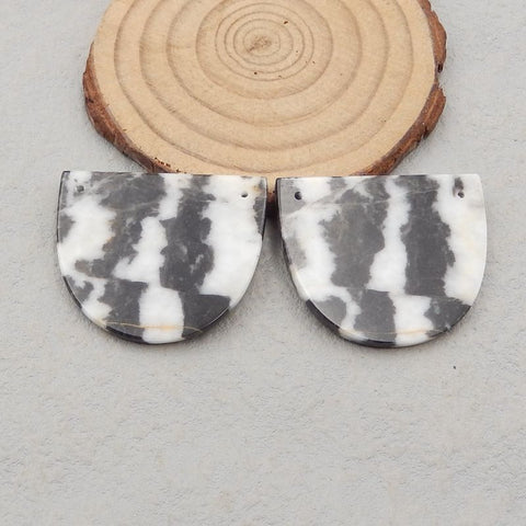 Natural White Zebra Jasper Earring Beads 30x35x3mm, 15.7g