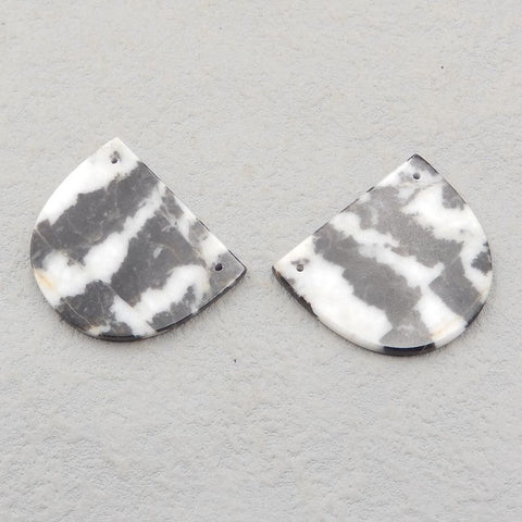 Natural White Zebra Jasper Earring Beads 30x35x3mm, 15.7g