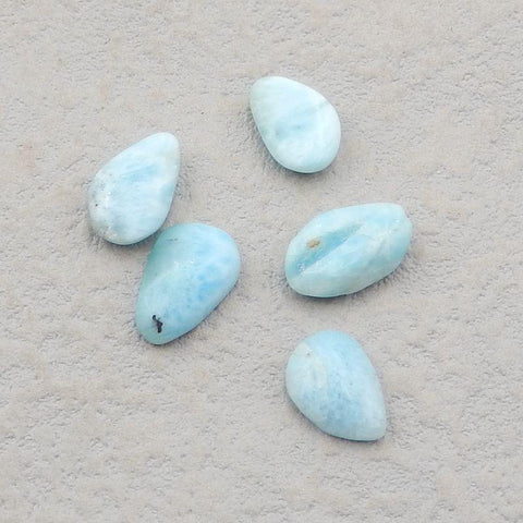 5 pcs Natural Larimar Cabochons 12x8x3mm, 10x7x3mm, 12.4g - Gomggsale