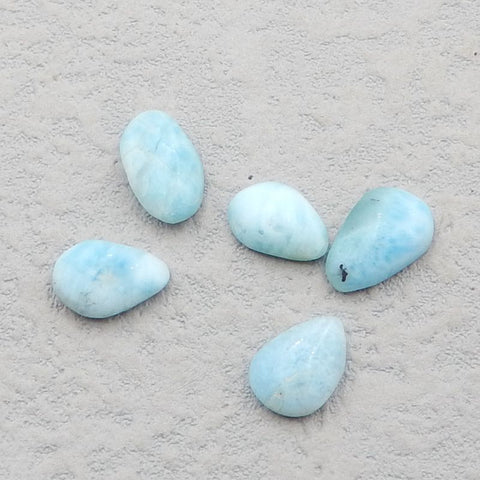 5 PCS Natural Larimar Cabochons 12x8x3mm, 10x7x3mm, 12.4g