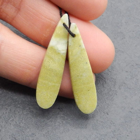 Boucles d'oreilles Serpentine Teardrop Stone Pair, pierre pour la fabrication de boucles d'oreilles, 35x9x4mm, 3.8g