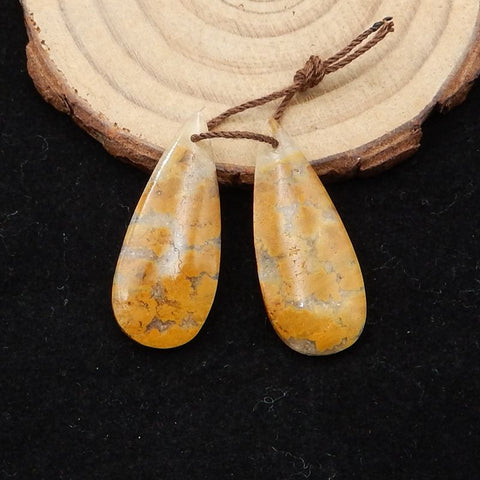 Natural Ocean Jasper Earring Beads 35x11x4mm, 4.9g