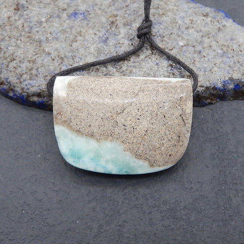 New Natural Druzy Hemimorphite Side Drilled Gemstone Pendant Bead, Gemstone For Jewelry Cabochon Making, Gem Jewelry Gift, 25x35x10mm, 18g