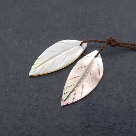 New! Carved Natural Stone Shell Leaf Shape Gemstone Earring Beads, Handmade Jewelry, Popular Earring Pair, 29x13x2mm, 1.8g