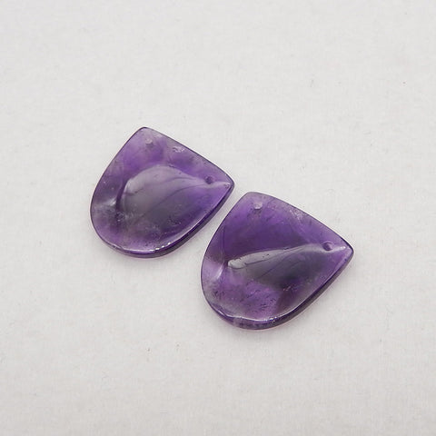 New Natural Amethyst Double Holes Gemstone Earrings, Drilled Earrings For Jewelry DIY Making, Purple Stone Earrings, 19x18x3mm, 3.9g