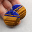 Intarsia of Lapis Lazuli and Tiger's Eye Earring Beads 40*40*5mm, 28.1g