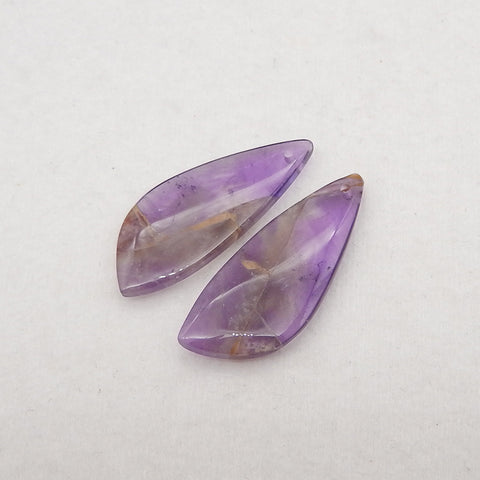 New Natural Stone Amethyst Earring Beads, Drilled Earrings For Jewelry DIY Making, Purple Stone Earrings, 30x12x4mm, 3.7g