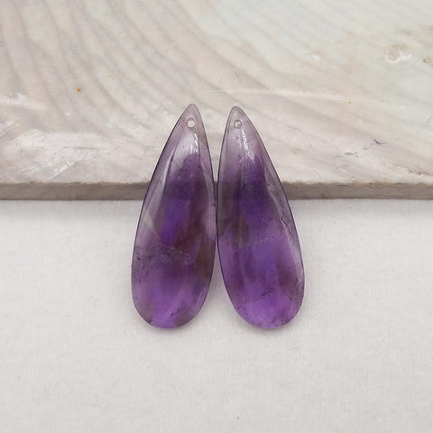 New Natural Stone Amethyst Teardrop Earring Beads, Drilled Earrings For Jewelry DIY Making, Purple Stone Earrings, 35x13x4mm, 5.2g