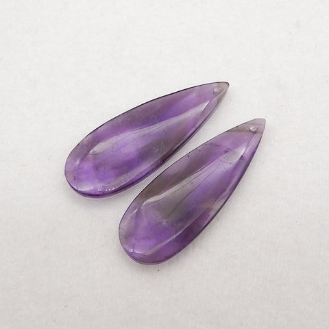 New Natural Stone Amethyst Teardrop Earring Beads, Drilled Earrings For Jewelry DIY Making, Purple Stone Earrings, 35x13x4mm, 5.2g