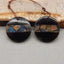 Intarsia of Obsidian, Labradorite and Ammonite fossil  Earring Beads 20x5mm, 6g