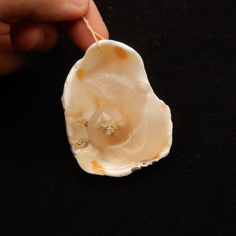 Natural Agate Carved Dophin Pendant Bead 63*50*17mm, 59.2g