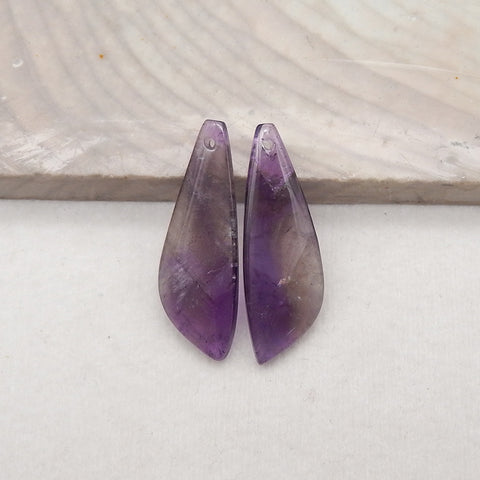 New Natural Stone Amethyst Earring Beads, Drilled Earrings For Jewelry DIY Making, Purple Stone Earrings, 27x10x3mm, 2.6g