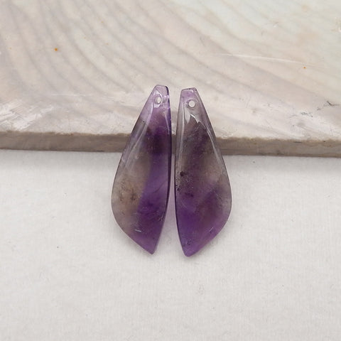 New Natural Stone Amethyst Earring Beads, Drilled Earrings For Jewelry DIY Making, Purple Stone Earrings, 27x10x3mm, 2.6g