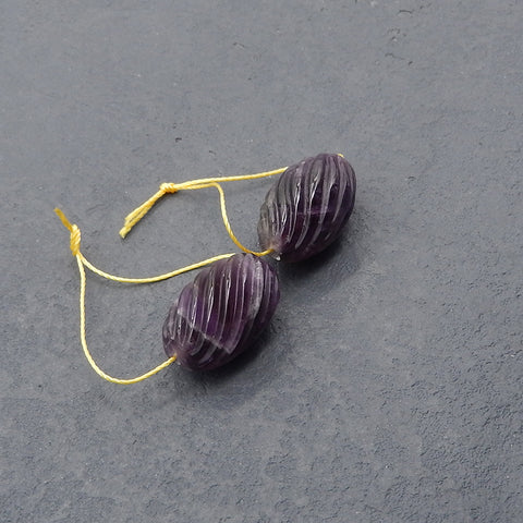 Natural Amethyst Gemstone Earring Beads , Drilled Earrings For Jewelry DIY Making, 20x13mm, 8.2g