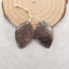 Carved Natural Stone Shell Leaf Shape Gemstone Earring Beads, Popular Earring Pair, 29x19x3mm, 4g