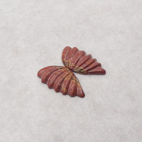 Carved Natural Multi-Color Picasso Jasper Wings Cabochons Paired,33x18x5mm,7g