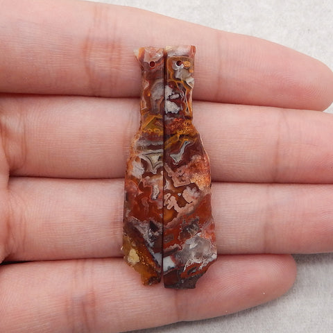 Nugget (Rough Sides) Natural Warring States Red Agate Gemstone Earring Beads,48x11x4mm,6g