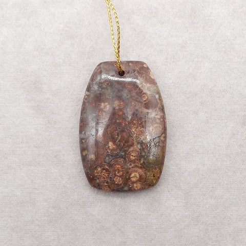 Natural Mushroom Jasper Gemstone Pendant Bead,45x30x7mm,17g