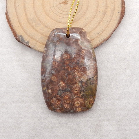 Natural Mushroom Jasper Gemstone Pendant Bead,45x30x7mm,17g