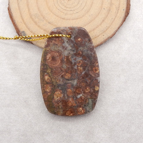 Natural Mushroom Jasper Gemstone Pendant Bead,45x30x7mm,17g