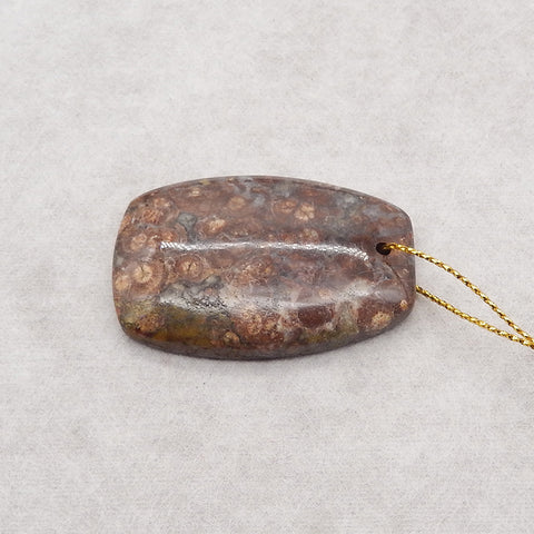 Natural Mushroom Jasper Gemstone Pendant Bead,45x30x7mm,17g