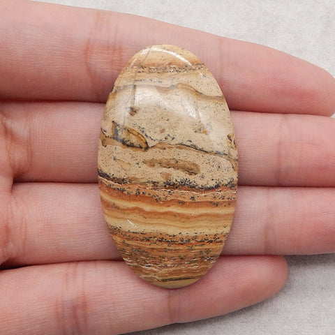 Natural Picture Jasper Gemstone Cabochon,Semi Precious Gemstones For Jewelry Making,49×28×6mm, 13g