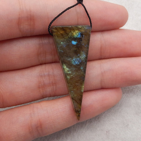 Natural Labradorite Gemstone Pendant Bead,Handmade Pendant Gift,44x19x10mm,7g