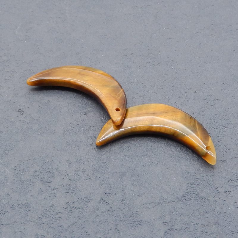 Natural Tiger's Eye Carved moon Earring Beads 34*15*5mm, 5.8g