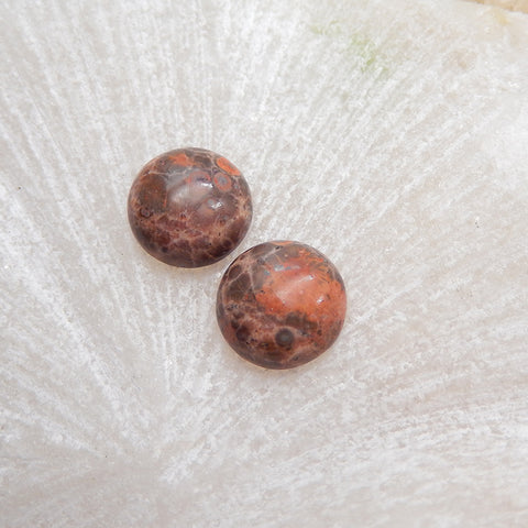 Natural Rhyolite Bird's Eye Jasper Cabochons Paired 10x4mm, 1.4g