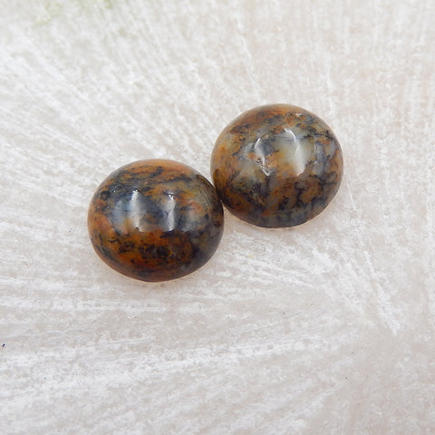 Natural Dendritic Agate Cabochons Paired 10x4mm, 1.5g