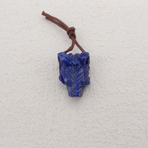 New! Carved Natural Lapis Lazuli Animal Head Pendant, Gemstone Pendant For Necklace, Stone Animal Pendant, 19x13x11mm, 4.6g