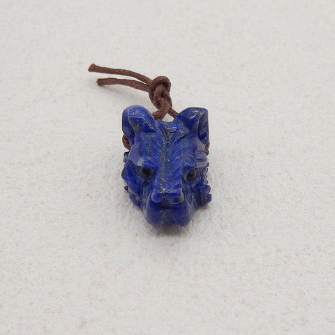 New! Carved Natural Lapis Lazuli Animal Head Pendant, Gemstone Pendant For Necklace, Stone Animal Pendant, 19x13x11mm, 4.6g