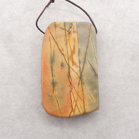 Carved Natural Multi-Color Picasso Jasper Wolf Gemstone Pendant Bead, Side Drilled Gemstone Pendant,53x32x12mm,36g