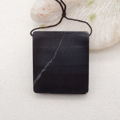 Natural Obsidian, Howlite And Ocean Jasper Rectangle Intarsia Gemstone Pendant Bead, Side Drilled Gemstone Pendant,Handmade Pendant Gift, 42x38x7mm, 28.3g